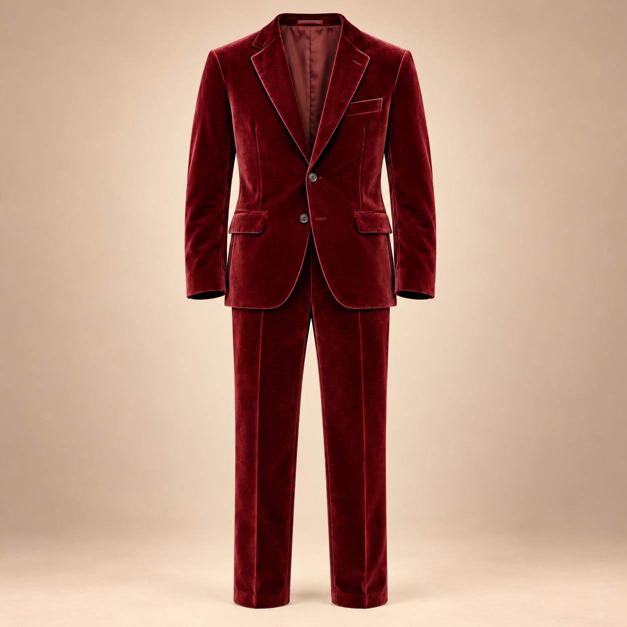 Burgundy Harbour Two-Piece Suit, full front view